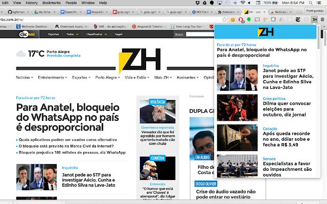 Notícias Zero Hora  from Chrome web store to be run with OffiDocs Chromium online