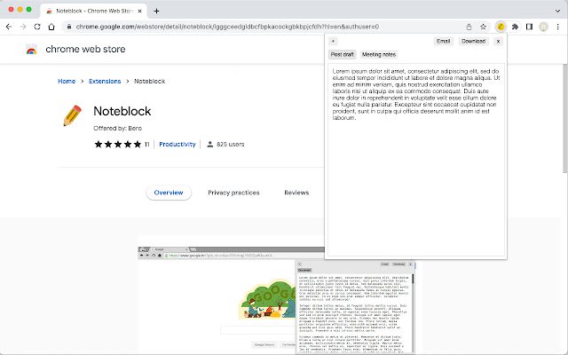 Noteblock de Chrome web store para ejecutarse con OffiDocs Chromium en línea