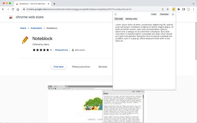 Noteblock mula sa Chrome web store na tatakbo sa OffiDocs Chromium online