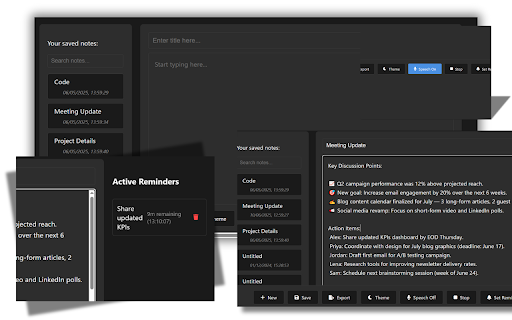 Notepad OneBrain  from Chrome web store to be run with OffiDocs Chromium online