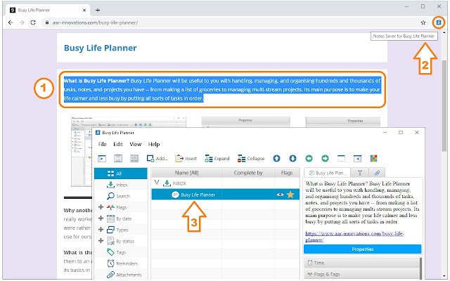 Notes Saver for Busy Life Planner  from Chrome web store to be run with OffiDocs Chromium online