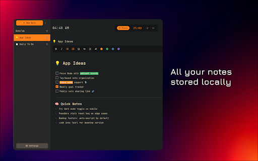 NoteTab  from Chrome web store to be run with OffiDocs Chromium online
