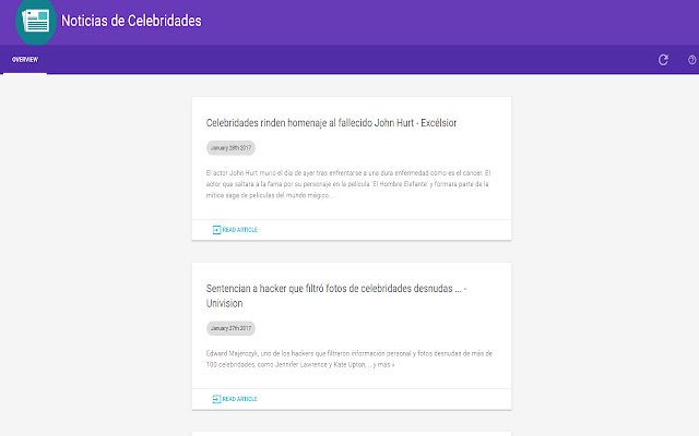 Noticias de Celebridades  from Chrome web store to be run with OffiDocs Chromium online