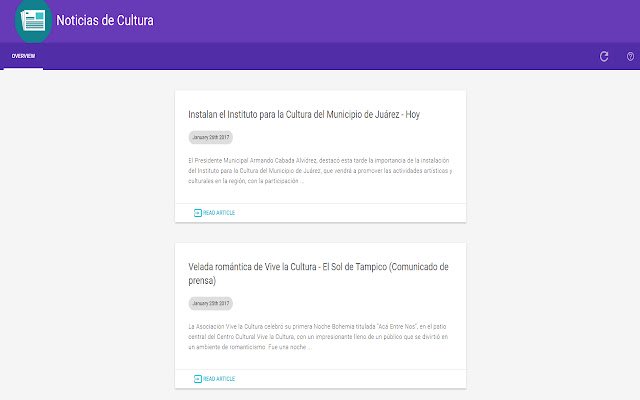 OffiDocs Chromium ഓൺലൈനിൽ പ്രവർത്തിപ്പിക്കാൻ Chrome വെബ് സ്റ്റോറിൽ നിന്നുള്ള Noticias de Cultura