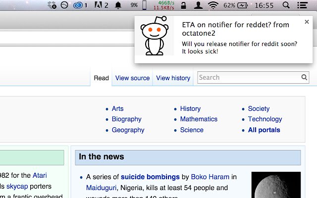 Notifier for Reddit  from Chrome web store to be run with OffiDocs Chromium online