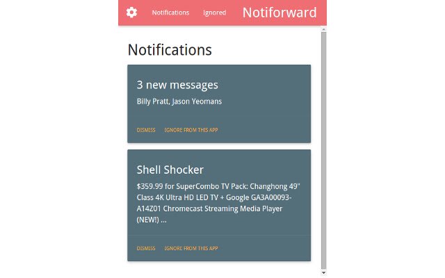Notiforward  from Chrome web store to be run with OffiDocs Chromium online