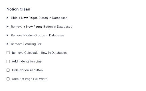 Notion clean  from Chrome web store to be run with OffiDocs Chromium online
