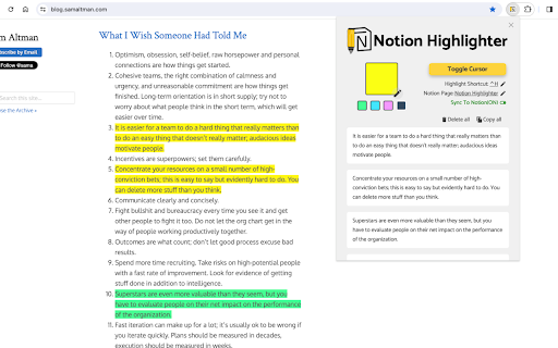 Notion Highlighter  from Chrome web store to be run with OffiDocs Chromium online