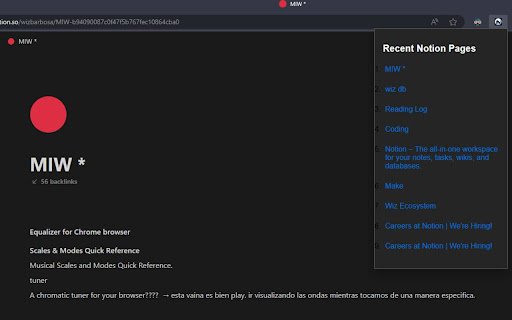 Notion Recent Pages  from Chrome web store to be run with OffiDocs Chromium online