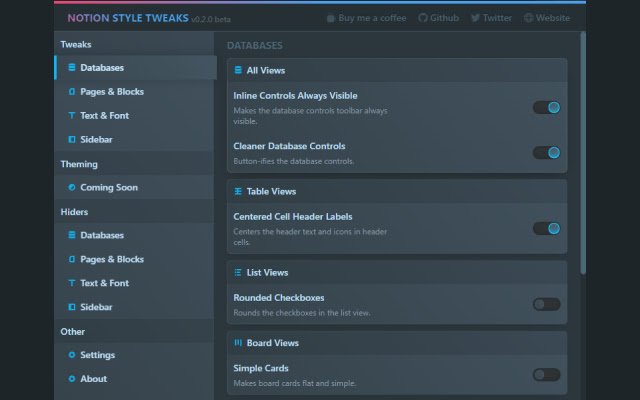 Notion Style Tweaks  from Chrome web store to be run with OffiDocs Chromium online