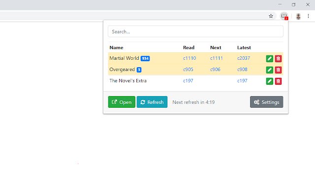 Novel Updates Notifier  from Chrome web store to be run with OffiDocs Chromium online