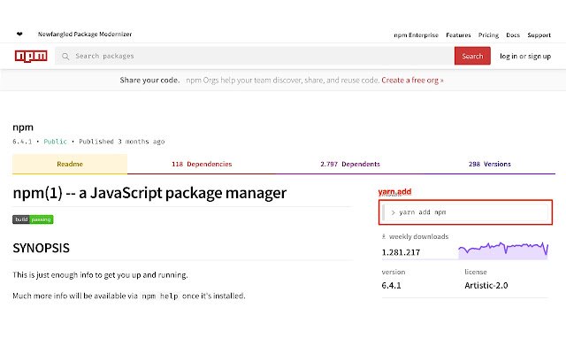 npm2yarn  from Chrome web store to be run with OffiDocs Chromium online