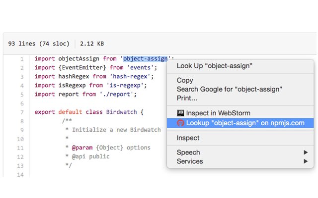 npm lookup  from Chrome web store to be run with OffiDocs Chromium online