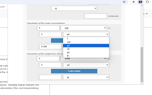 Nucleic Acid Molar Quantity Calculator  from Chrome web store to be run with OffiDocs Chromium online