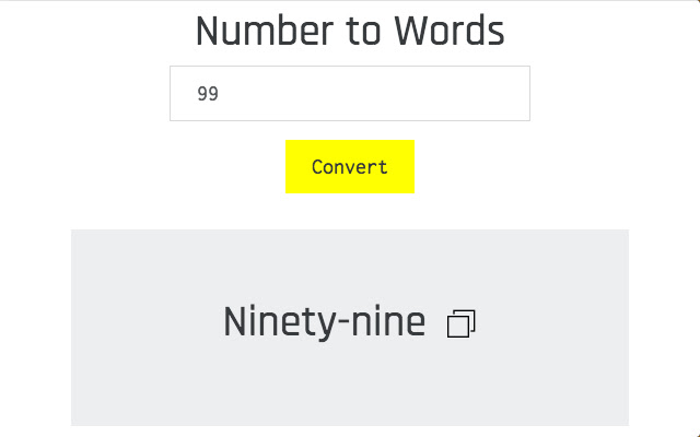 Number to Words mula sa Chrome web store na tatakbo sa OffiDocs Chromium online