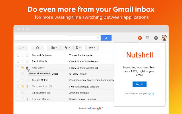 Nutshell CRM for Gmail  from Chrome web store to be run with OffiDocs Chromium online