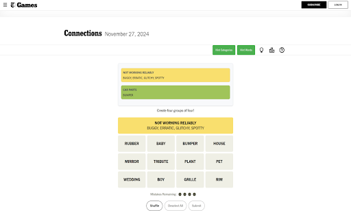 NYT Connections Hint from Chrome web store to be run with OffiDocs Chromium online NYT Connections Hint from Chrome web store to be run with OffiDocs Chromium online