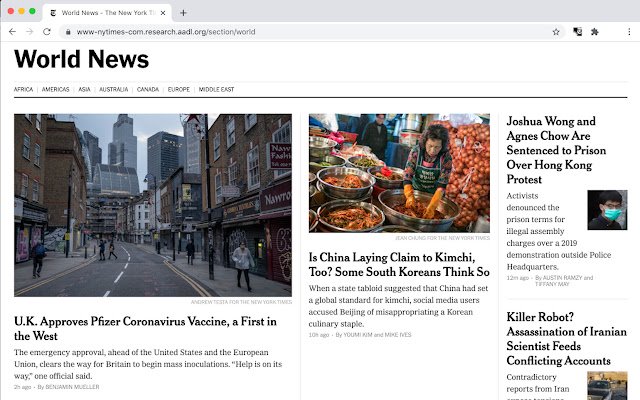 NY Times ຜ່ານ AADL ຈາກຮ້ານເວັບ Chrome ເພື່ອດໍາເນີນການກັບ OffiDocs Chromium ອອນໄລນ໌