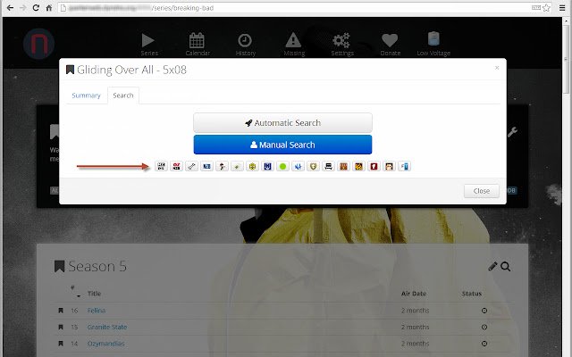 NZBDrone Xtender  from Chrome web store to be run with OffiDocs Chromium online