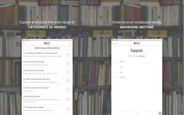 Ang Vocabulary ng Oak mula sa Chrome web store na tatakbo sa OffiDocs Chromium online