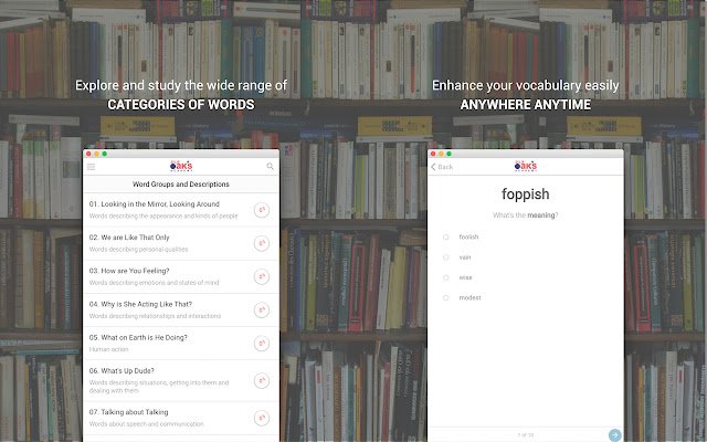 Oak's Vocabulary از فروشگاه وب Chrome با OffiDocs Chromium به صورت آنلاین اجرا می شود