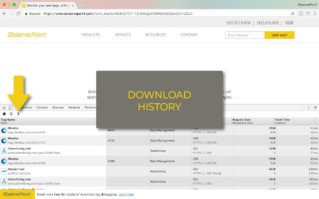 ObservePoint TagDebugger dal negozio web di Chrome da eseguire con OffiDocs Chromium online