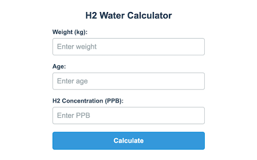 Ocemida Hydrogen Water Intake Calculator  from Chrome web store to be run with OffiDocs Chromium online