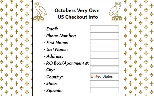 Octobers Very Own Checkout Autofiller מחנות האינטרנט של Chrome שיופעל עם OffiDocs Chromium באינטרנט