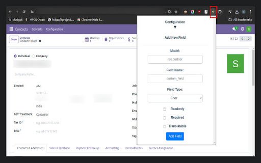 Odoo Custom Field Builder  from Chrome web store to be run with OffiDocs Chromium online