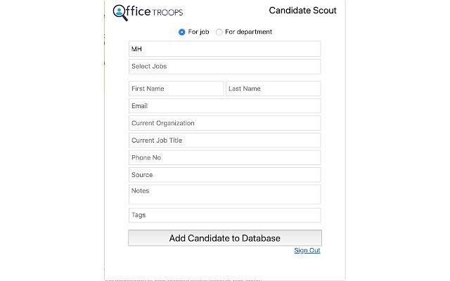 OfficeTroops Candidate Scout de la boutique en ligne Chrome sera exécuté avec OffiDocs Chromium en ligne
