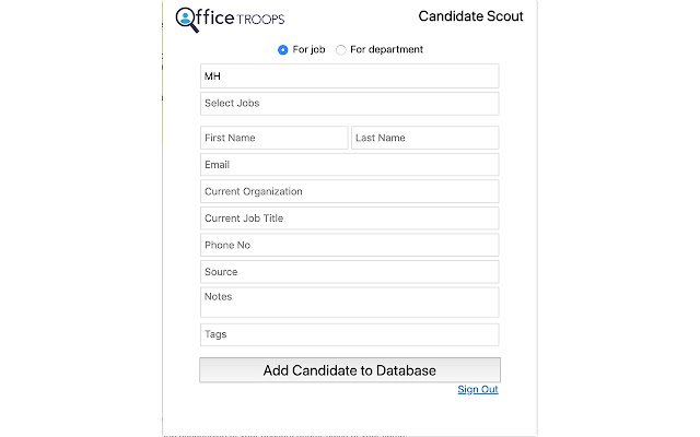OfficeTroops Candidate Scout  from Chrome web store to be run with OffiDocs Chromium online