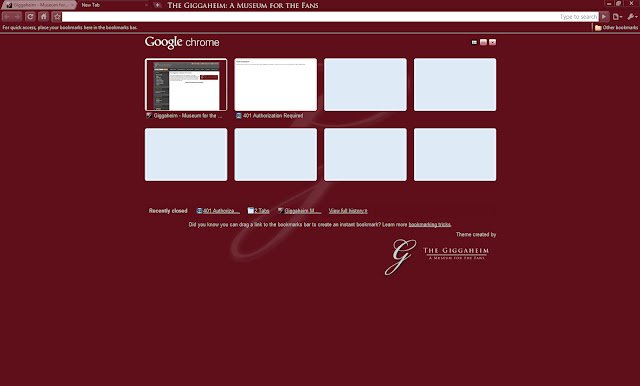 Tema Giggaheim ufficiale dal web store di Chrome da eseguire con OffiDocs Chromium online