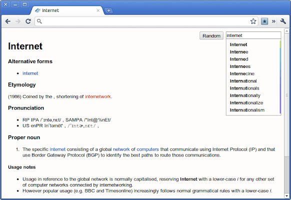 Offline Dictionary  from Chrome web store to be run with OffiDocs Chromium online