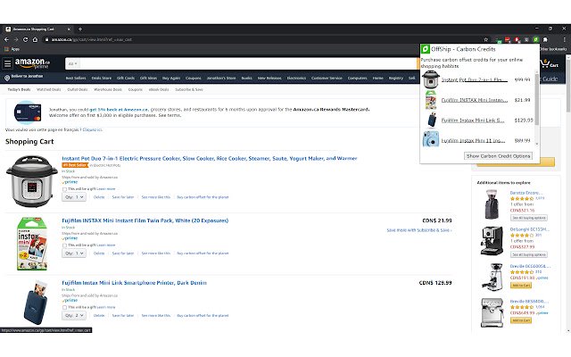 OffShip Online Shopping Carbon Offsets  from Chrome web store to be run with OffiDocs Chromium online