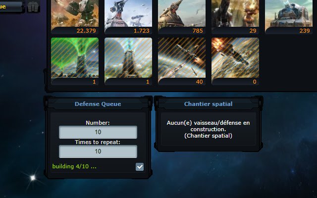 Ogame Defense Queue de la boutique en ligne Chrome doit être exécuté avec OffiDocs Chromium en ligne