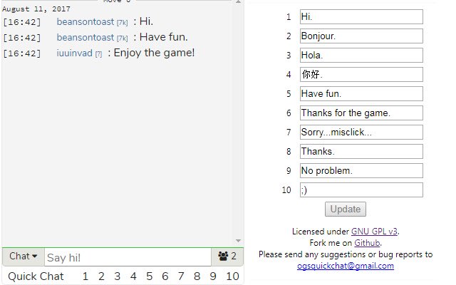 OGS Quick Chat  from Chrome web store to be run with OffiDocs Chromium online