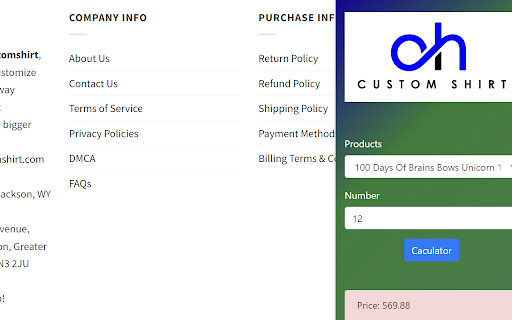 Ohcustomshirt  from Chrome web store to be run with OffiDocs Chromium online