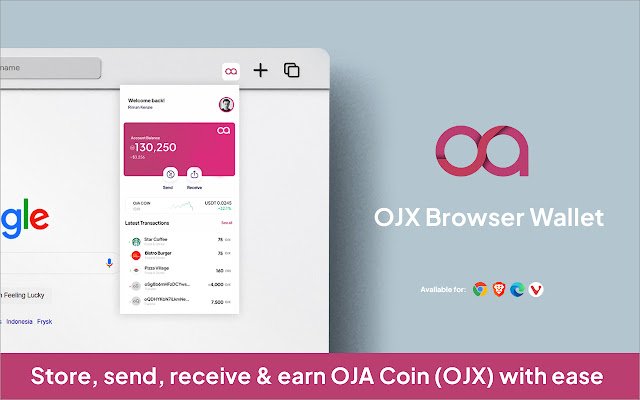 Chrome ウェブストアの OJA Coin Wallet を OffiDocs Chromium online で実行