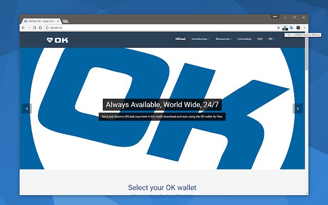Okcash Price Ticker de Chrome web store se ejecutará con OffiDocs Chromium en línea
