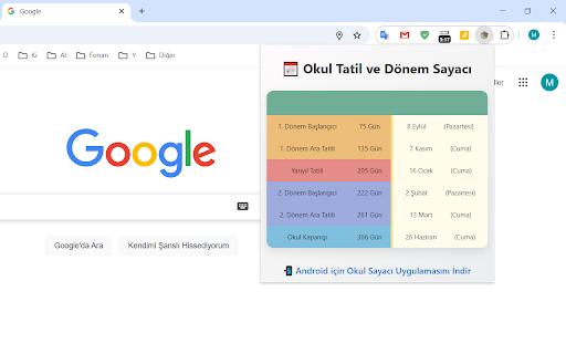 Okul Sayacı Tatil Geri Sayım  from Chrome web store to be run with OffiDocs Chromium online