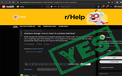 Old New Reddit is Better  from Chrome web store to be run with OffiDocs Chromium online