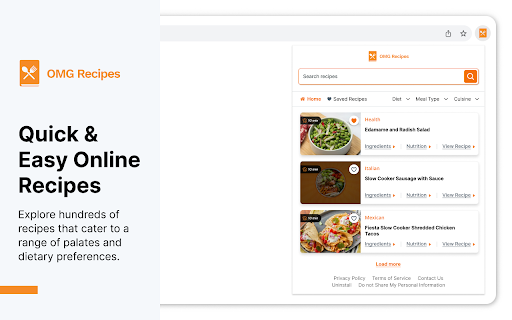 OMG Recipes  from Chrome web store to be run with OffiDocs Chromium online