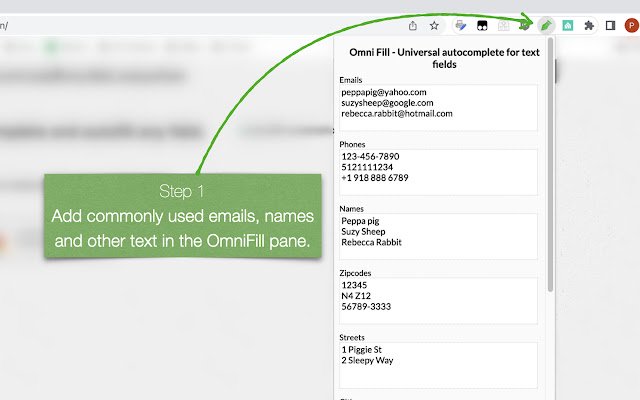 Chrome ウェブストアの OmniFill を OffiDocs Chromium オンラインで実行