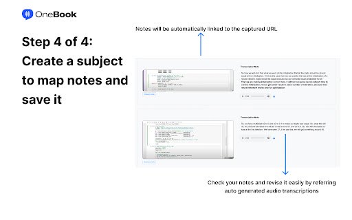 OneBook : Take notes and transform your rate of learning of coding courses.  from Chrome web store to be run with OffiDocs Chromium online