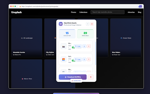 OneClick Assets  from Chrome web store to be run with OffiDocs Chromium online