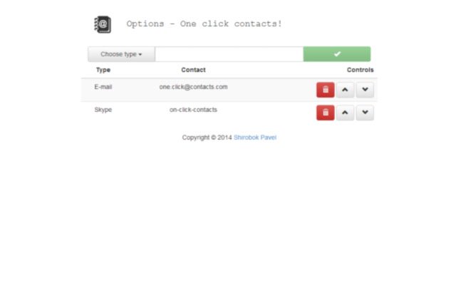 Contacten met één klik! van de Chrome-webwinkel om te worden uitgevoerd met OffiDocs Chromium online