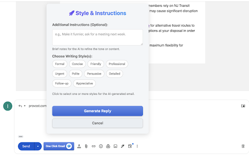 One Click Email  from Chrome web store to be run with OffiDocs Chromium online