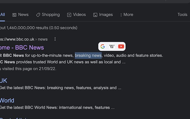 One Click Search Select and search popup  from Chrome web store to be run with OffiDocs Chromium online