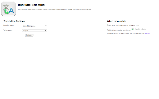 One Click Translate Selection  from Chrome web store to be run with OffiDocs Chromium online