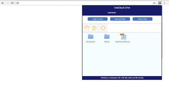 دیسک فایل OneCloud به صورت آنلاین و اشتراک گذاری فایل از فروشگاه وب Chrome با OffiDocs Chromium به صورت آنلاین اجرا می شود